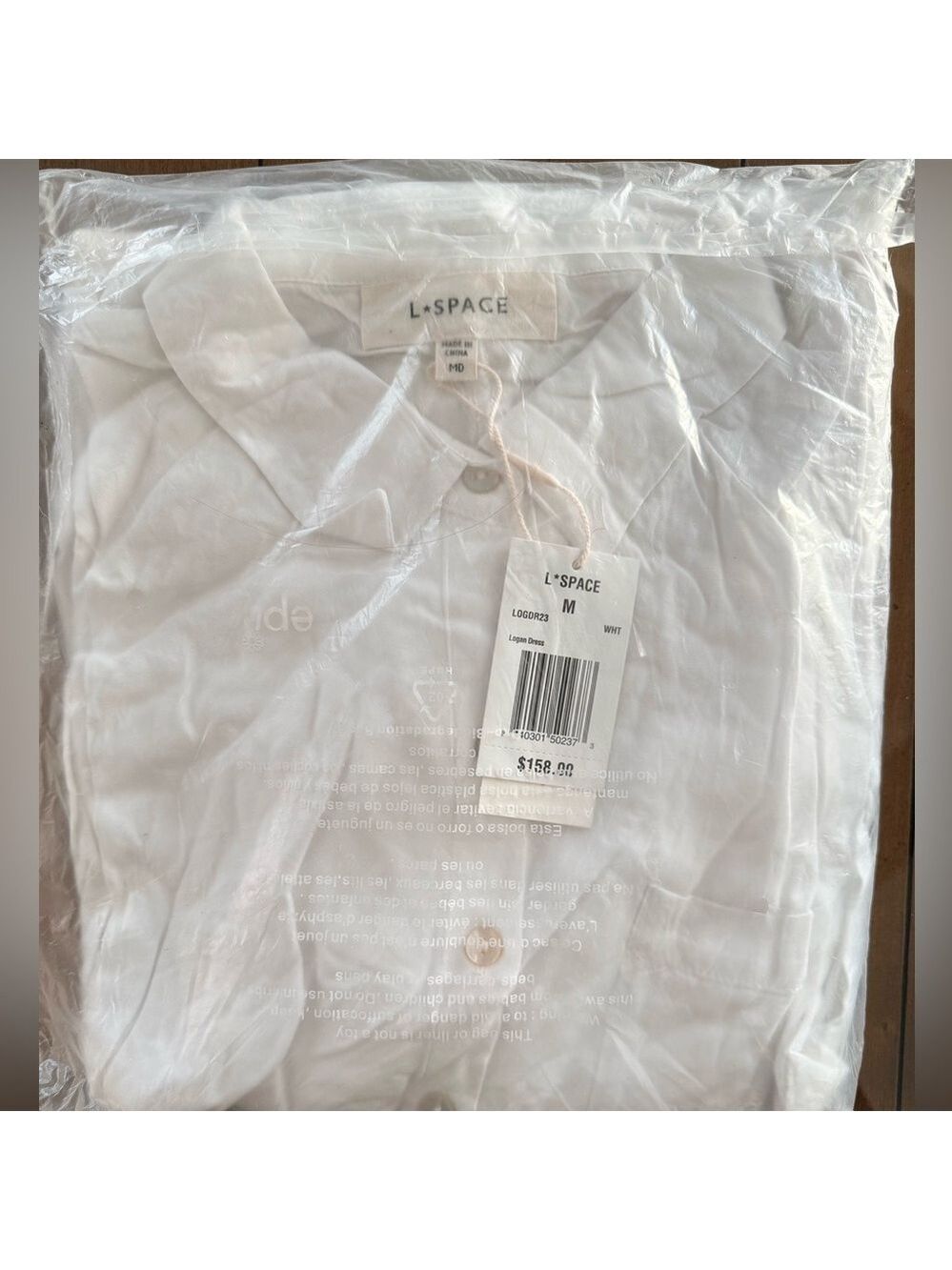 L*Space Logan Long Sleeve Button Front Dress White NWT Size M - Picture 5 of 5